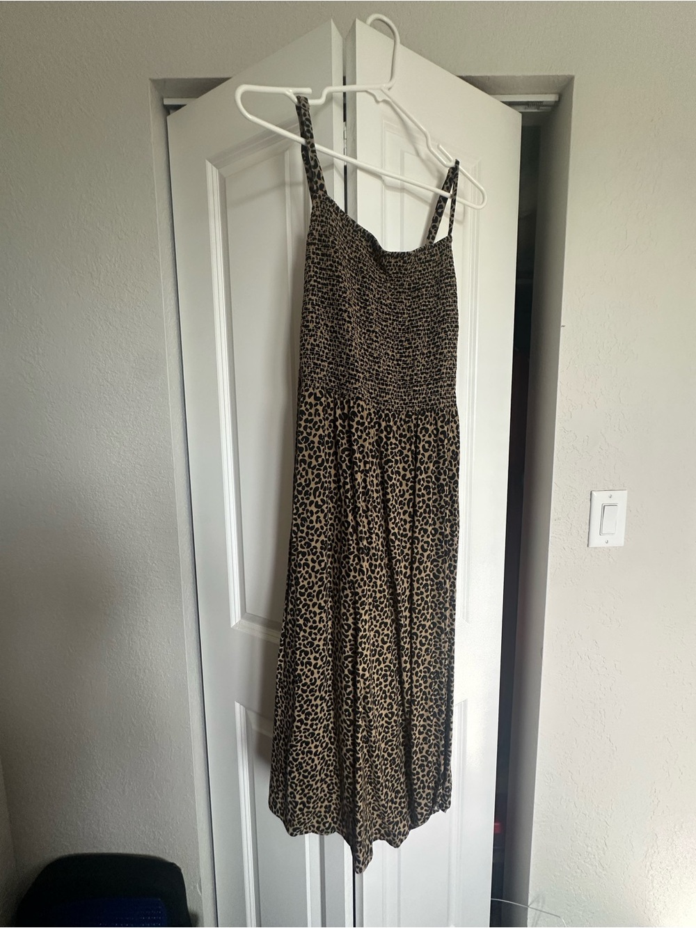 Leopard Print Spaghetti Strap Maxi Dress - Brown